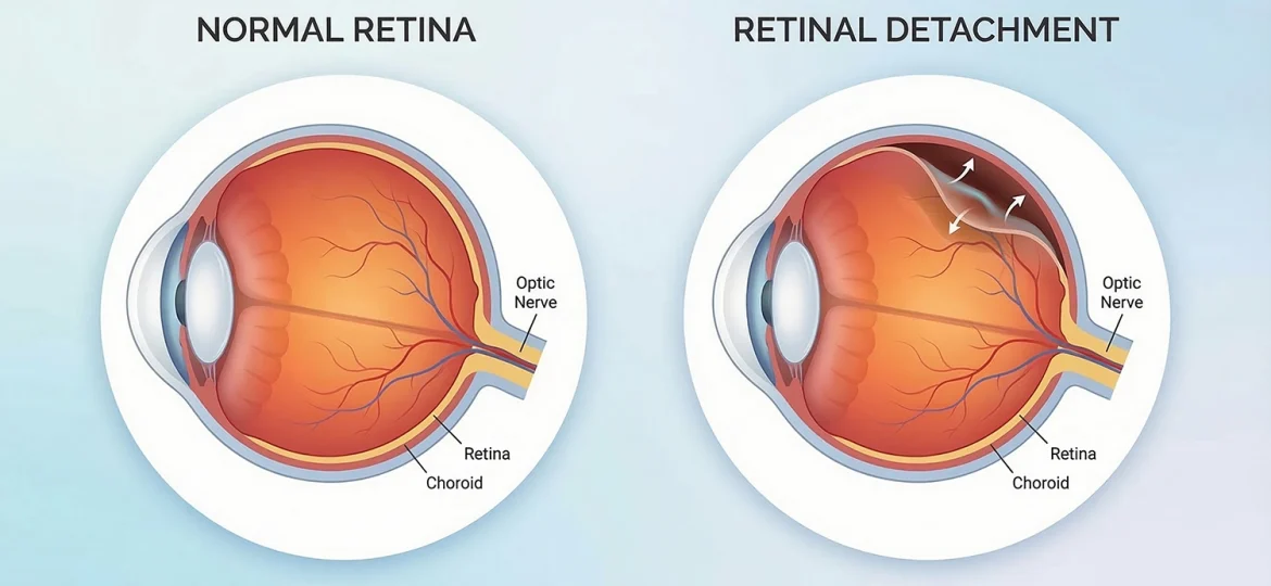Retinal Detachment Eye Disease Anatomy Cross Section Diagram - Eye Max Centre