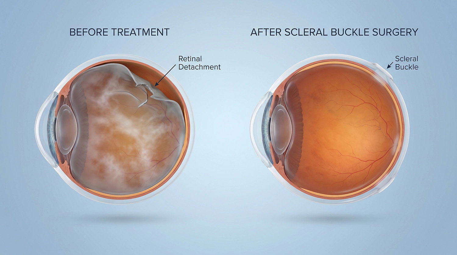 Scleral buckle, before and after surgery - Eye Max Centre